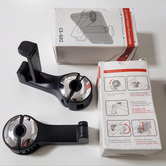 2-Pack Phone & Bags Headrest Holder / Hanger - CS-G02 - Picture 8 of 9